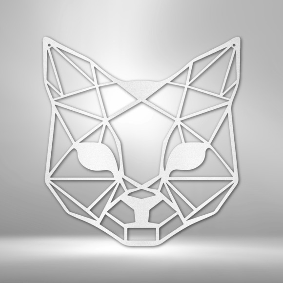 Geometric Cat Steel Sign Laser Cut Powder Coated Home & Office Metal Wall Decor